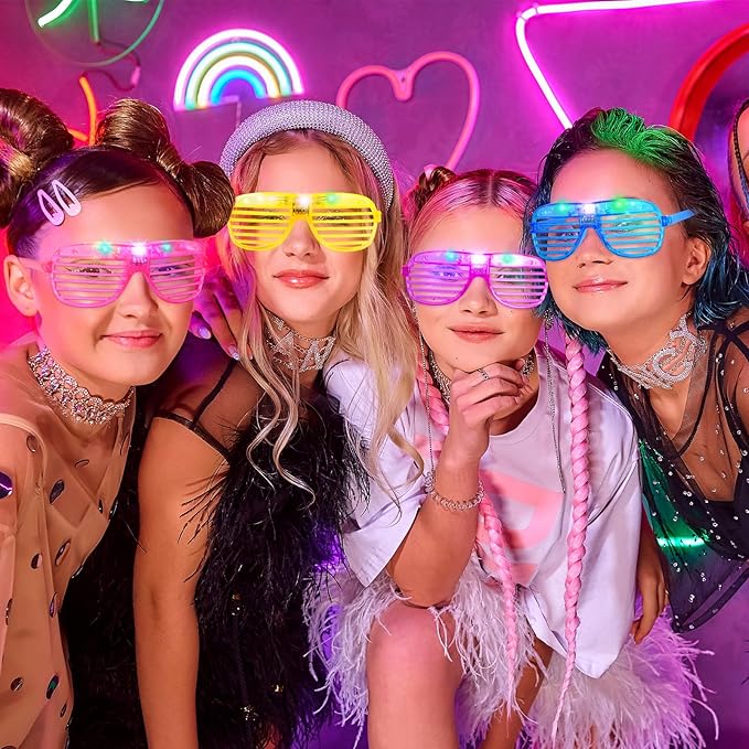 15 Pack Light Up Glasses 5 Colors LED Glasses Glow in The Dark Party Supplies for Kids Adults 80s Shutter Shades Neon Party Favors