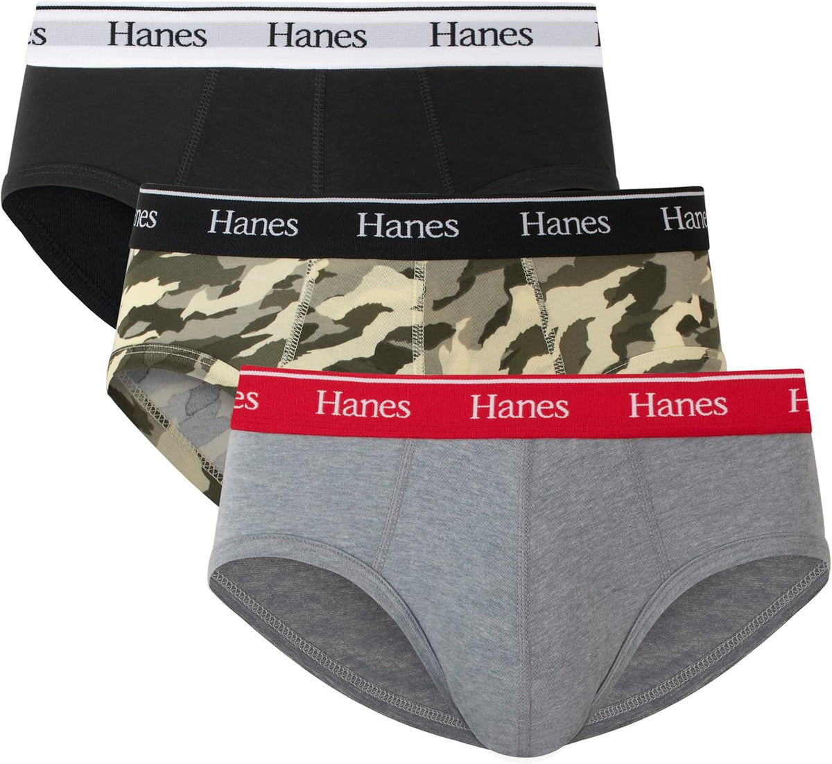 Hanes Men's Originals Stretch Cotton Briefs Pack, Moisture-wicking Underwear for Men, 3-pack.