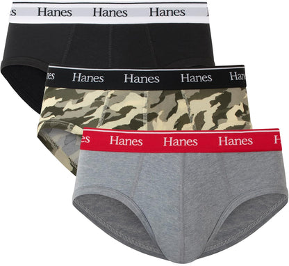 Hanes Men's Originals Stretch Cotton Briefs Pack, Moisture-wicking Underwear for Men, 3-pack.