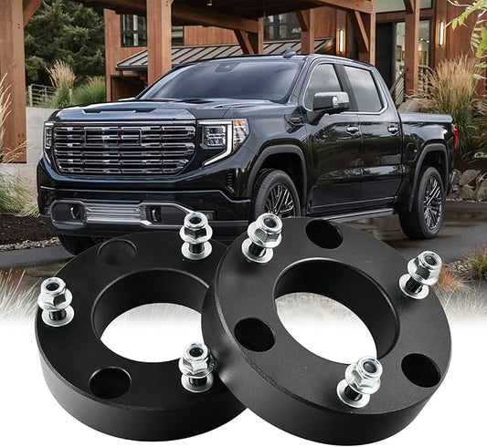 Aluminum 2'' Front Leveling lift kit,2 Inch Front Suspension Lift Spacers Compatible With Chevy Silverado GMC Sierra Yukon Tahoe Suburban 1500 2WD4WD 2007-2025 Black