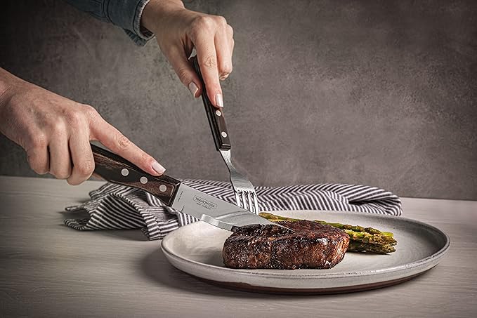 Tramontina Churrasco 5 inch Jumbo Steak Knife Set,4 Piece Brown