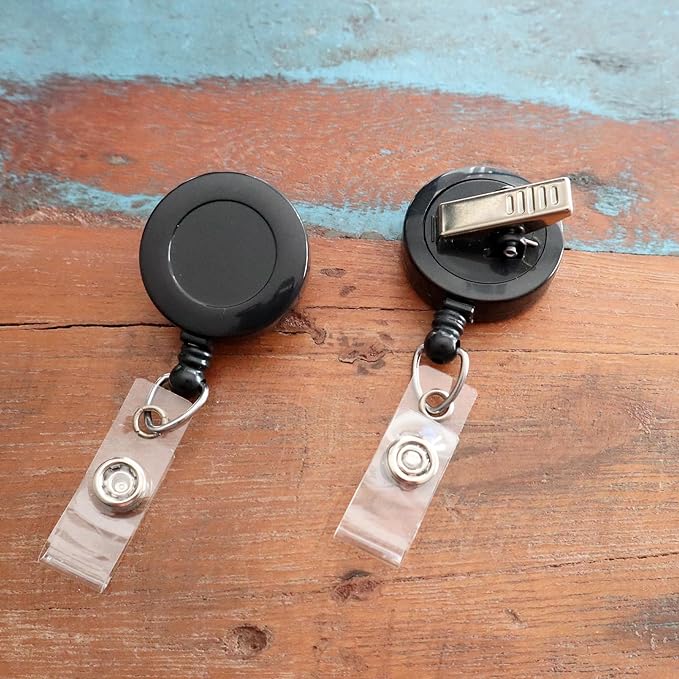 Bulk 25 Pack - Black Retractable Badge Reels with Alligator Swivel Clip  Vinyl Card Holder Strap by Specialist ID - Bulk Premium Black Retractable Name Badge Reels with Alligator Swivel Clip