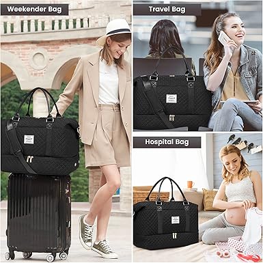 LOVEVOOK Travel Duffle Bag,Weekender Bags for Women with Shoe Compartment,Carry on Overnight Bag with Toiletry Bag,Gym Duffel Bag with Wet Pocket, Hospital Bags for Labor and Delivery