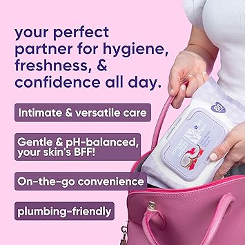 Violet Vibes Flushable Wipes for Women - Coconut Rose, 400 Count, Plant Based, Gentle on Sensitive Skin