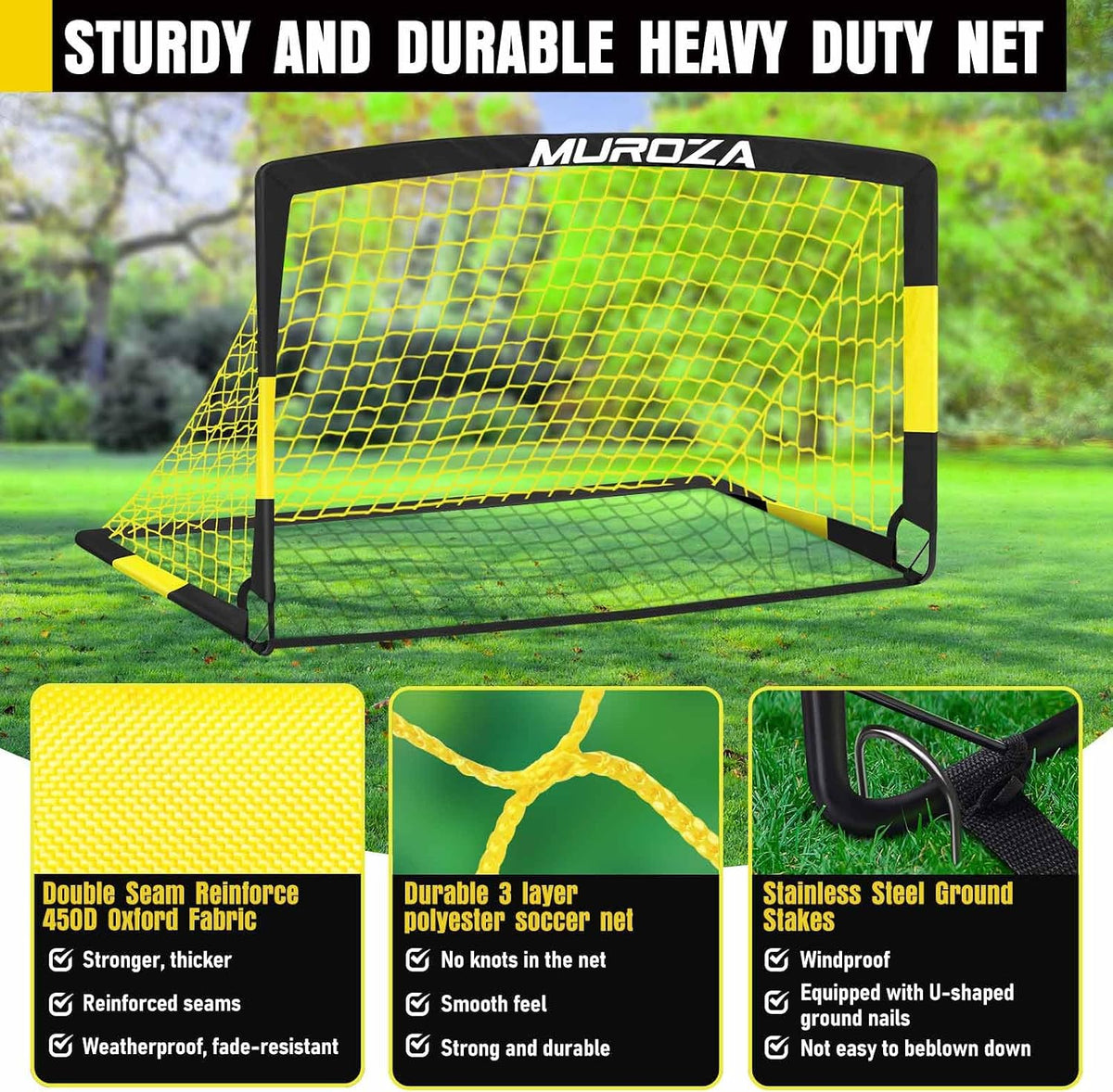 Soccer Goal, Kids Soccer Goals for Backyard Set, 2 Pack of Portable Pop Up Soccer Net with Soccer Ball, Cones, Complete Training Equipment for Youth, Toddler Outdoor Sports Games