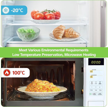 3rd Upgraded Plastic Bowl Covers, 100PCS Bowl Lids for Bread Proofing, 3 Sizes Plastic Covers for Bowls with Elastic, Food Grade Safe Material Food Lids, Reusable