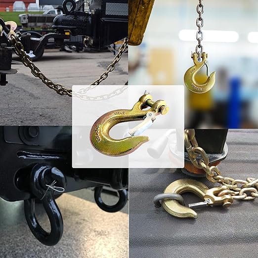 38" Clevis Slip Hook, 4 Pack Forged G70 Steel Clevis Hook with Safety Latch for Deck Hauler Receiver Hitches Trailer Wiring, Chain Hooks Solid Clevis Grab Hooks for Trailer(18,000lbs Capacity)