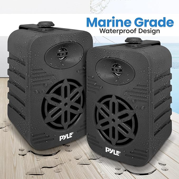 PyleUsa Bluetooth Indoor Outdoor Speakers Pair - 500 Watt Dual Waterproof 5.25 2-Way Full Range Speaker System w 12 High Compliance Polymer Tweeter - Home, Boat,Deck, Patio, Poolside - PDWRBT56BK