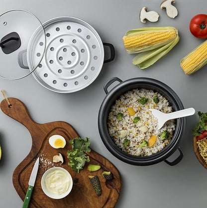 Aroma Housewares 6-Cup (Cooked) Pot-Style Rice Cooker and Food Steamer, Black ARC-743-1NGB