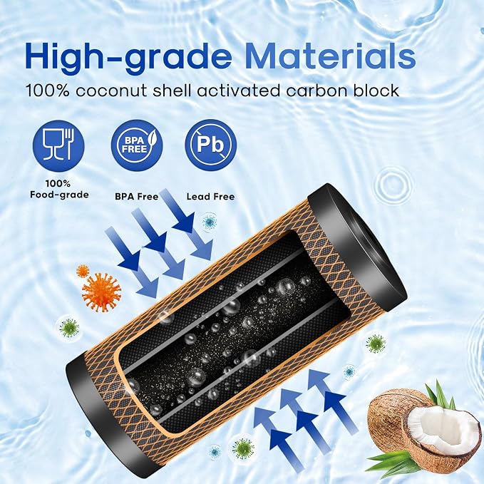 ICEPURE 5 Micron 4.5" x 10" CTO10BB-KDF Whole House Water Filter Coconut Shell Activated Carbon and KDF Replacement Cartridge Heavy Metal Removal Filter, 1PACK