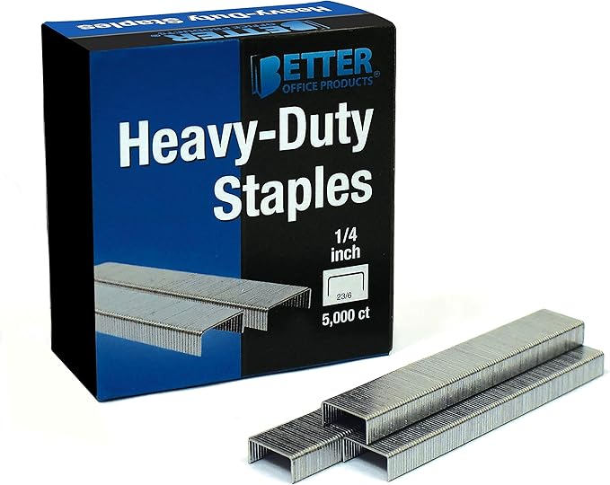 Better Office Products 5,000 Count Heavy Duty Staples, 236, 14-inch Staples, Chisel Point Tips, High Capacity