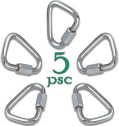 Set of 5 Carabiners for Ninja Slackline. Triangle Shaped Quick Links for Ninja Slackline. Large 516" (M880mm)