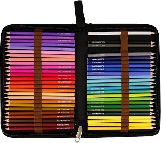US Art Supply 48 Slot Zippered Nylon Pencil Carry Case - Size: 11.4" x 7.6" x1.4"