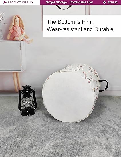 Laundry Hamper Large Canvas Fabric Lightweight Storage BasketToy OrganizerDirty Clothes Collapsible Waterproof for College Dorms, Boys and Girls Bedroom,Bathroom(rabbit)