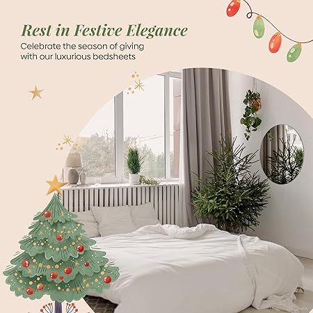 Haus and Kinder King Size Sheets Set, 400 Thread Count Cotton Sheets with Sateen Weave, 4 Piece Set with 15 Deep Pocket (Light Grey)