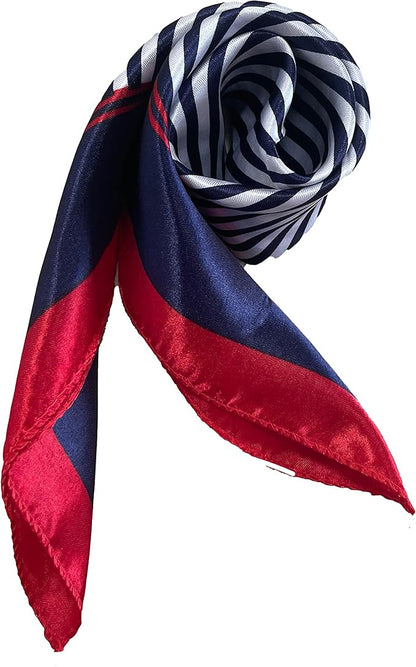 Silk Feeling Square Satin Head Scarf, Neck Scarves Kerchief for Women Ladies Girls, 19.7"x19.7" (50x50cm)