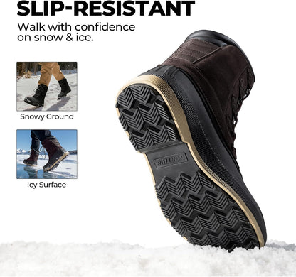 NORTIV 8 Men's Waterproof Winter Snow Boots | 200g Insulation Retains Heat to -25°F; Sealed Build Keeps Feet Dry; Arch Support Reduces Fatigue INVERNO