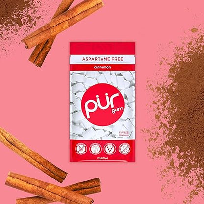 PUR Gum  Aspartame Free Chewing Gum  100 Xylitol  Natural Cinnamon Flavored Gum, 55 Pieces (Pack of 3)