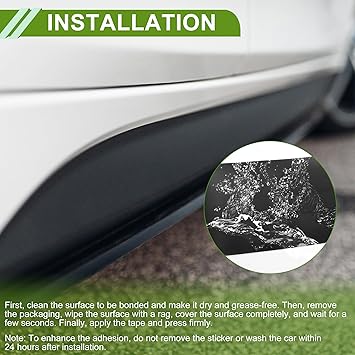 Universal 13Ftx1.97In Car Side Skirts Protector Adjustable Side Edge Guards PVC 1 Pcs Black
