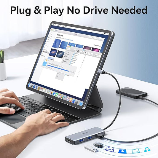 USB C Hub Adapter for MacBook Air, USB C HDMI Dongle for MacBook Pro, 6 in 1 USBC HDMI Multiport Adapter Mac Converter with 4K HDMI, 3 USB 3.0,SDTF for Dell XPS, HP, Surface and Other Type C Devices