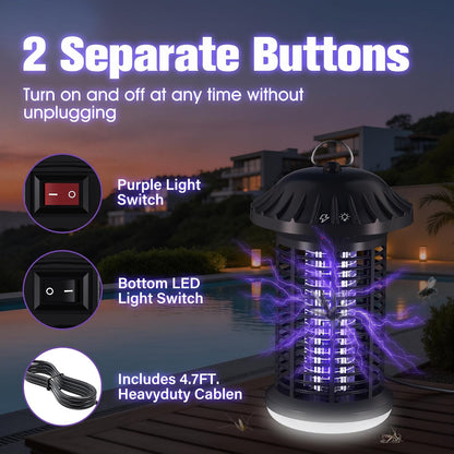 Bug Zapper Indoor & Outdoor, Water Proof Mosquito Zapper with LED Light, 4200V Electric Bug Zapper for Home Patio Office Courtyard?Black?