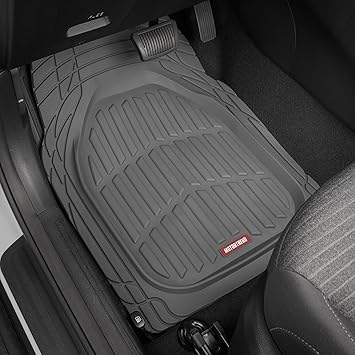 Motor Trend 2 Piece Front Car Floor Mats- Gray FlexTough Contour Liners-Deep Dish Heavy Duty Rubber Floor Mats for Car SUV Truck  Van-All Weather Protection, Universal Trim to Fit