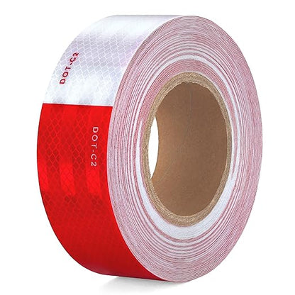 UIOCSSC DOT-C2 Reflective Tape 2 Inch x 30 Feet Red White Conspicuity Safety Reflective Tape Outdoor Waterproof for Vehicles Trailers Boats Signs