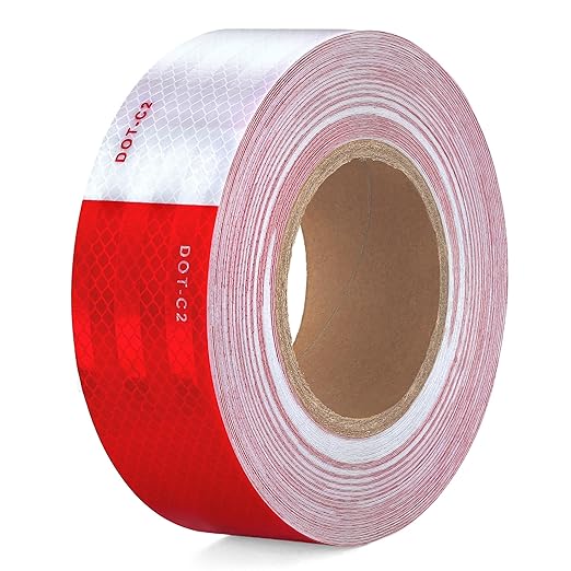 UIOCSSC DOT-C2 Reflective Tape 2 Inch x 30 Feet Red White Conspicuity Safety Reflective Tape Outdoor Waterproof for Vehicles Trailers Boats Signs