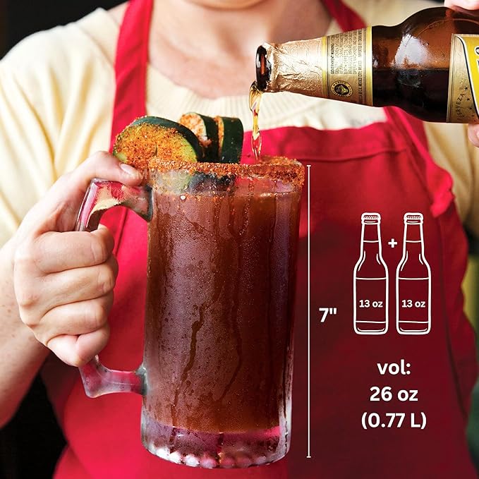 Glass Beer Mug Freezer Safe, 26 oz Mug Beer Stein with Handle, Large