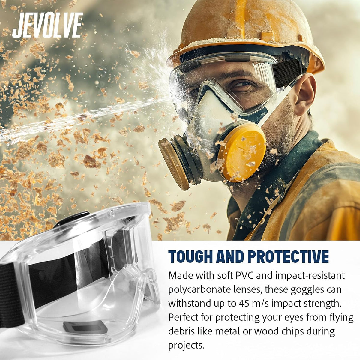 1 Pc Anti Fog Safety Goggles Over Glasses | Protective Safety Goggle with Clear Bullet Proof Lens and Air Vent | Adjustable Strap Eye Protection Lab Goggles