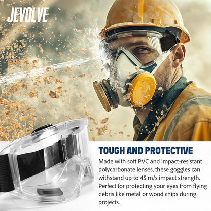 1 Pc Anti Fog Safety Goggles Over Glasses | Protective Safety Goggle with Clear Bullet Proof Lens and Air Vent | Adjustable Strap Eye Protection Lab Goggles