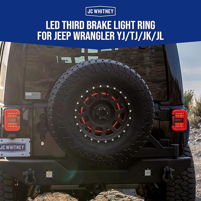 Replacement Third Brake Light LED 5 X 4.5 In. 5 X 5 In. and 5 X 5.5 In. Bolt Patterns fits 1987-2021 Jeep Wrangler (Tj Body)
