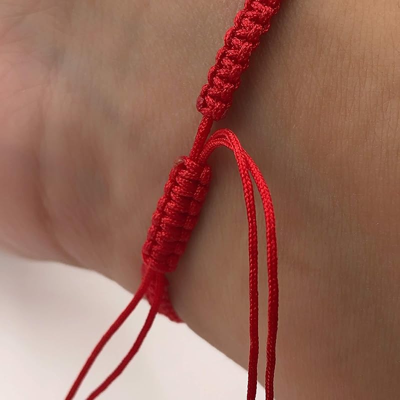 Lucky Evil Eye Charm Hand-Woven Adjustable String Bracelet for Women Protection (Red)