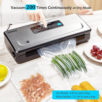 INKBIRD Vacuum Sealer Machine, Food Vacuum Sealers with Roll Storage, MoistDryPulseSealCanister 5-Food Modes with External Vacuum System, Food Vacuum Sealing Machine with Kits, 11.8'' Cutter