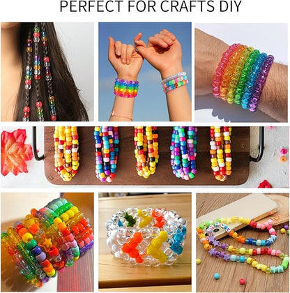 Transparent pony beads, over 1000 mixed color plastic beads, bulk glass beads, Kandi craft beads, PD-PONY-CLEAR-1000