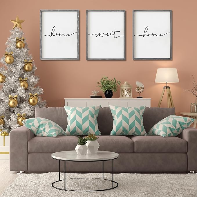 Heiple Set of 3 Framed Farmhouse Home Sweet Home Sign 11AoAox14AoAo Above Bed Wall Decor for Bedroom Decor and Living Room Wall Art Wood Signs (Gray, 11''x14)