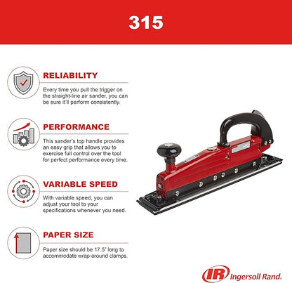 Ingersoll Rand 315 Straight-Line Air Sander, 2.75" x 17.5" Pad, 3,000 spm
