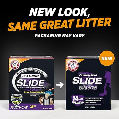 Arm  Hammer Platinum SLIDE Easy Clean, Clumping Litter, Multi-Cat, 37 Lbs