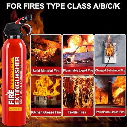 Fire Extinguisher for Boat - 1 Pack Fire Extinguisher for Home with Mount, 620ml Small House Fire Extinguishers for Kitchen Vehicle Car UTV RV, Portable Water-Based Fire Extinguisher for ABCK Fire