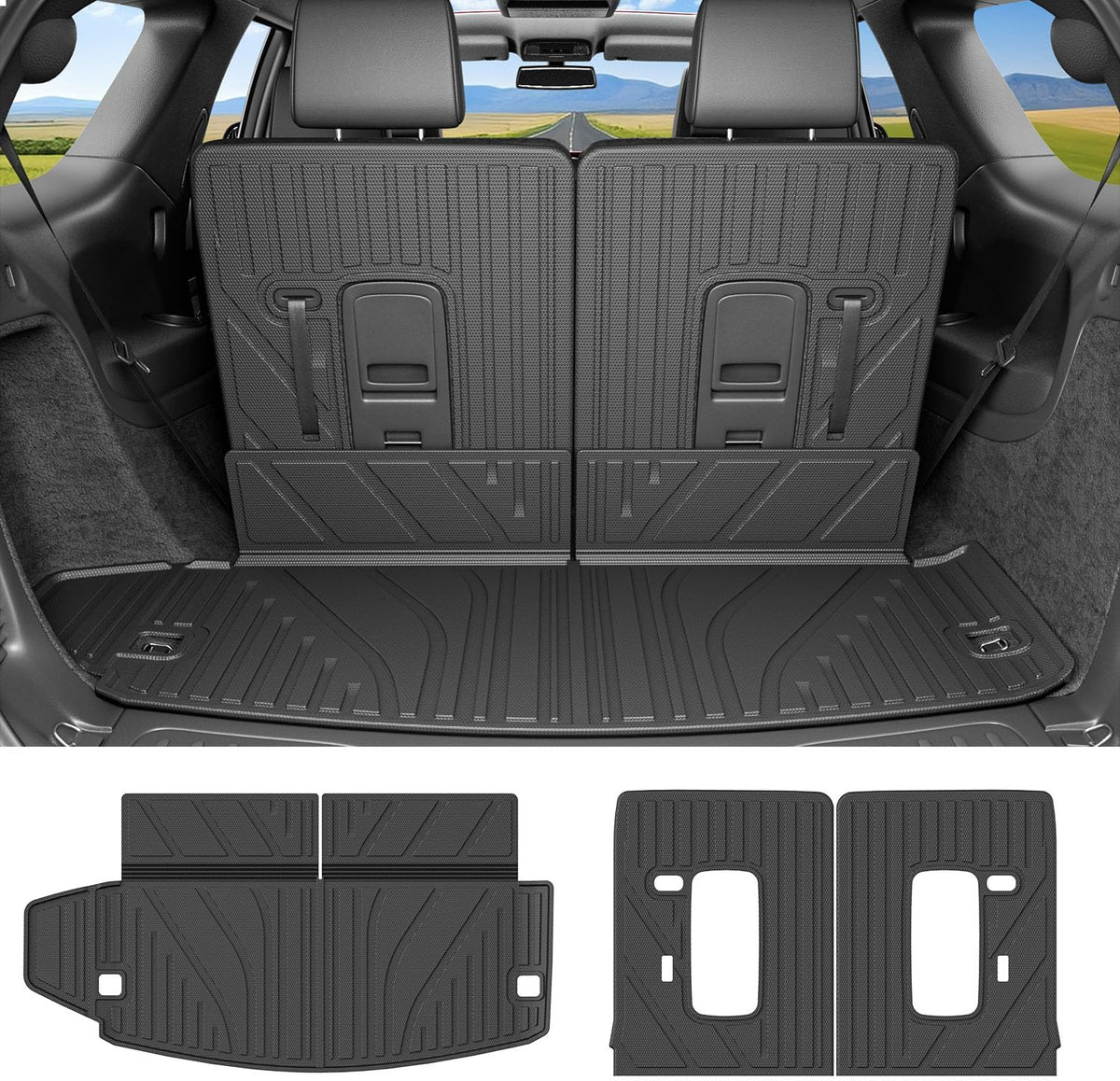 Cargo Mat Compatible with 2009-2017 Chevy Traverse Trunk Mat 08-17 Buick Enclave Backrest Liner Replacement for 2009-2017 Chevy Traverse Accessories (Trunk+3rd Backrest Mat)