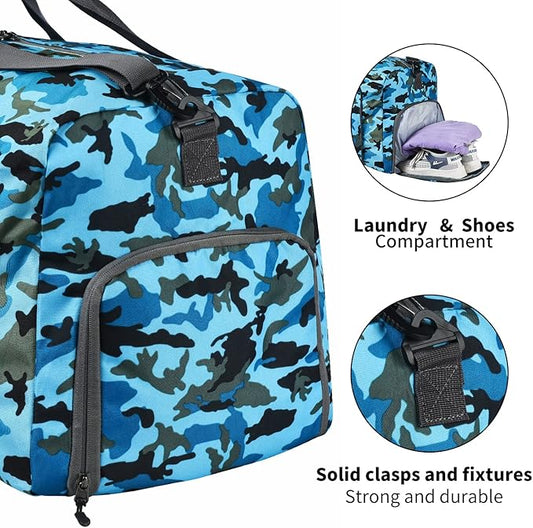 Dimayar 65L Travel Duffle Bag - Foldable Duffel Bag with Shoes Compartment - Overnight Bags Waterproof  Tear Resistant