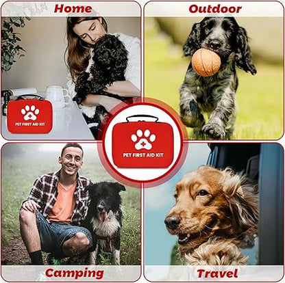 Dog First Aid Kit, Pet First Aid Kit for Dogs and Cats, Home Office Travel Car First Aid Kit Emergency Kit Dog Travel Kit for Hiking, Dog Medical kit Emergency Survival Kit, Red