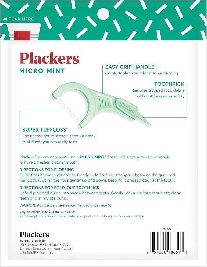 Plackers Micro Mint Dental Floss Picks, 150 Count, 2 Pack