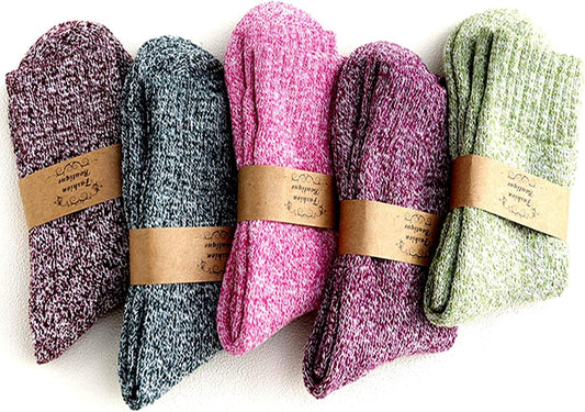 JUNAN 2Pairs Ladies thermal Winter socks, Womens Thick Knitting Warm & comfy Wool Crew Vintage Style Sock