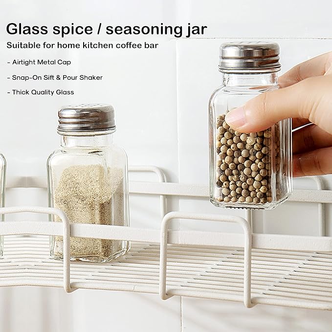1st Choice Salt and Pepper Shakers with Stainless Tops Set of 2 (Square Shakers)