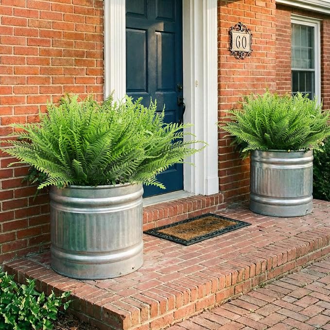 lovemoon 12 Pcs Fake Ferns for Outdoors UV Resistant Faux Fern Plants, Artificial Greenery Fern Stmes for Outside, Garden Porch & Patio Greenery Decor (12, Light Green)