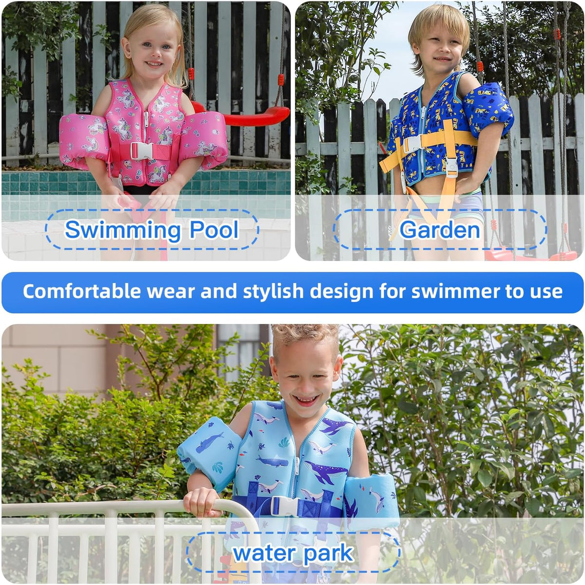 Toddler Swim Vest Kids Swimming Training Vest for Boys Girls Suitable for Age 1 to 8 Years 20Ibs - 46Ibs