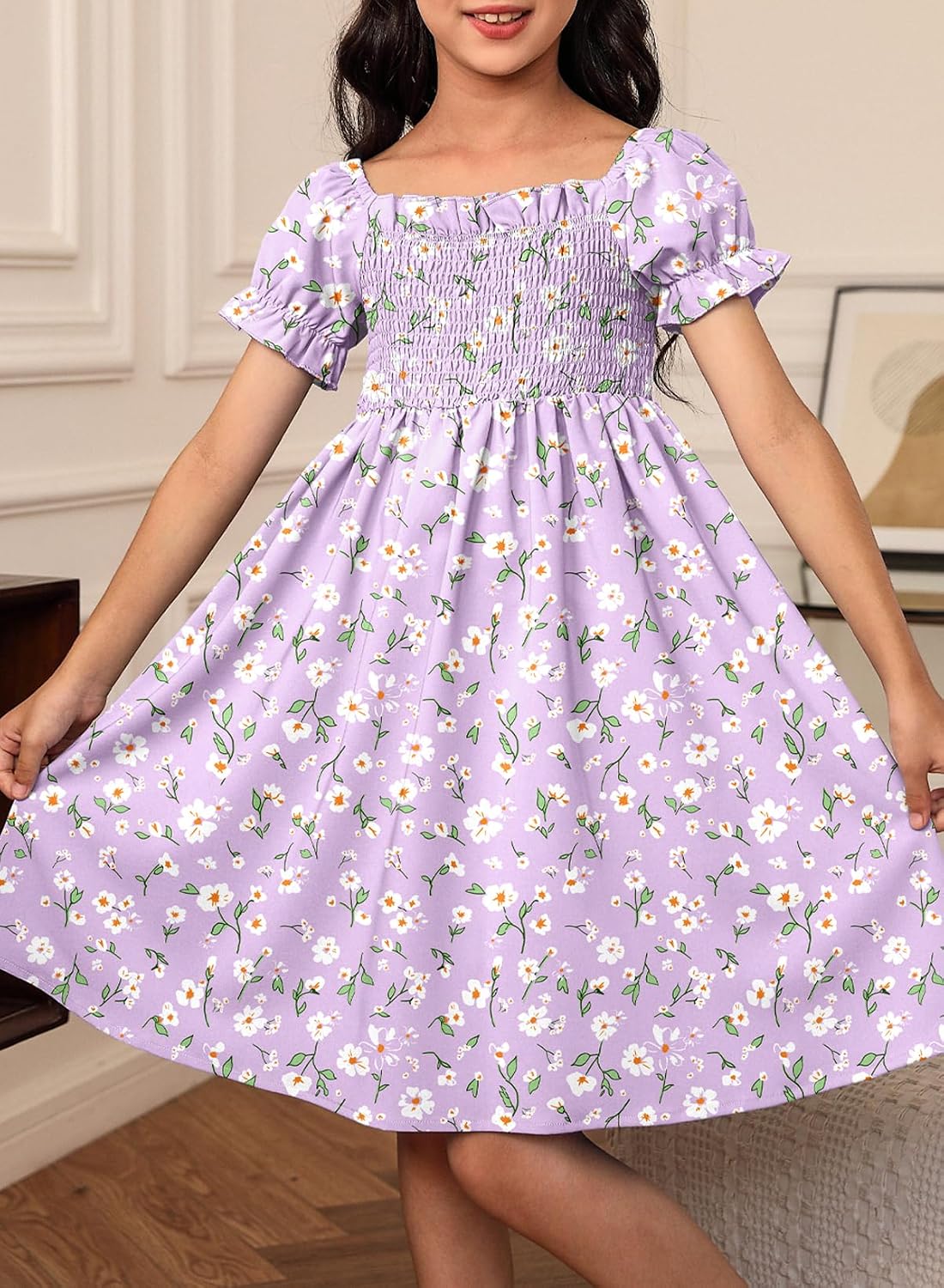 Girls Summer Dress Tween Floral Boho Dresses Size 4-13 Years