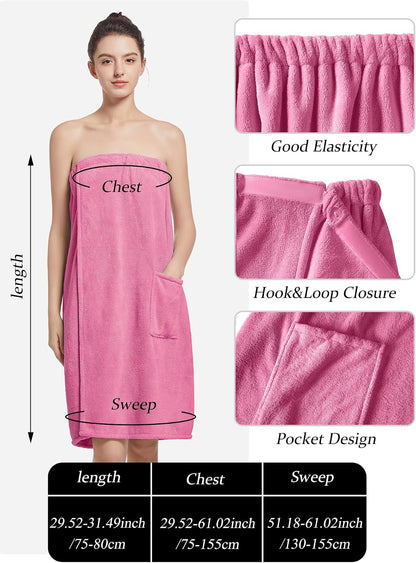 Women'S Soft Wrap Towel Full Length?Bath Robe After Shower Female Plush Long?Spa Bathrobes Lightweight With Pockets .