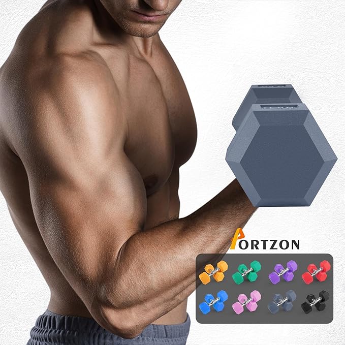 Portzon Weights Dumbbells Red Colors Compatible with Set of 2 Neoprene/Rubber Dumbbells,1-15 LB, Anti-Slip, Anti-roll, Hex Shape